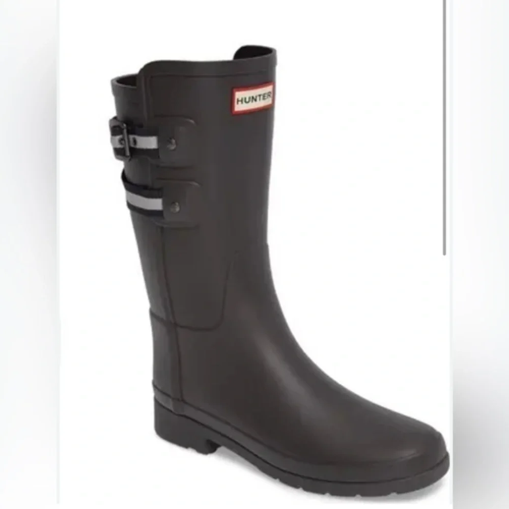 ✨Limited Edition Hunter Original Refined Short Rain Boots charcoal gray worn 5x
